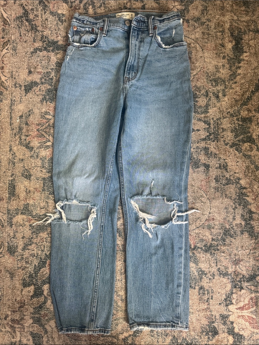 Abercrombie & Fitch Light Blue Distressed Boyfriend Jeans
